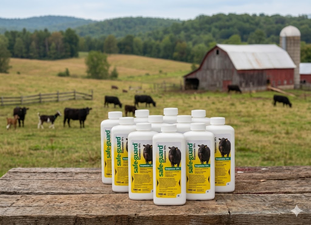 Safe-Guard (Fenbendazole) 10% Suspension - Desparasitante para Ganado y Cabras. Size 1000ml (33.8 fl oz/2.5 lbs)